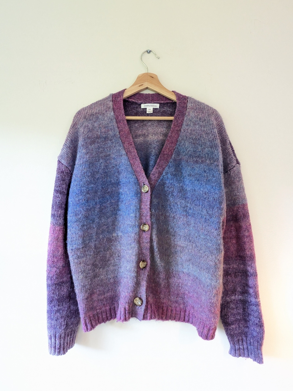 JohnPaulRichard Ombre Purple Lavender V-Neck Button Cardigan